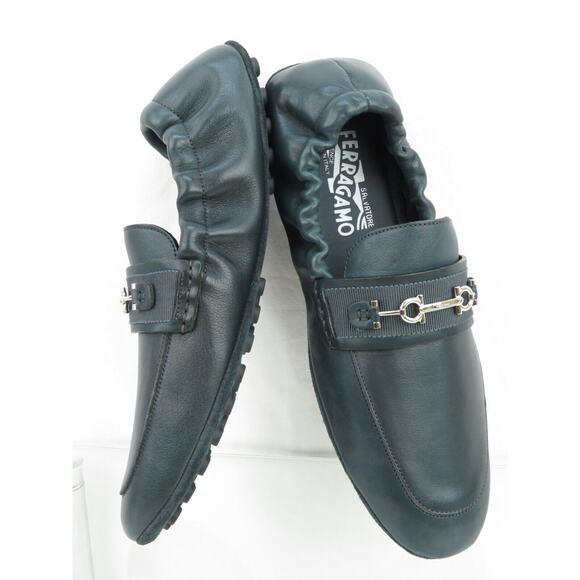 FERRAGAMO ASTURE GREEN LEATHER GANCINI BIT MOCCASIN DRIVING LOAFERS US 13 M main image 9